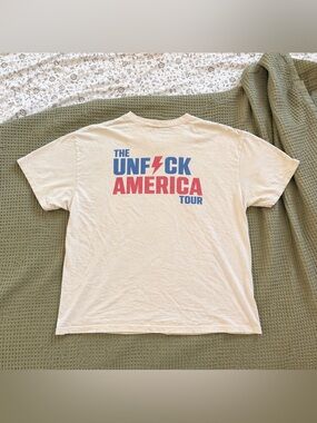 Branded Graphic Tee “The Unf*ck America Tour” Cream Size XL (Gildan)